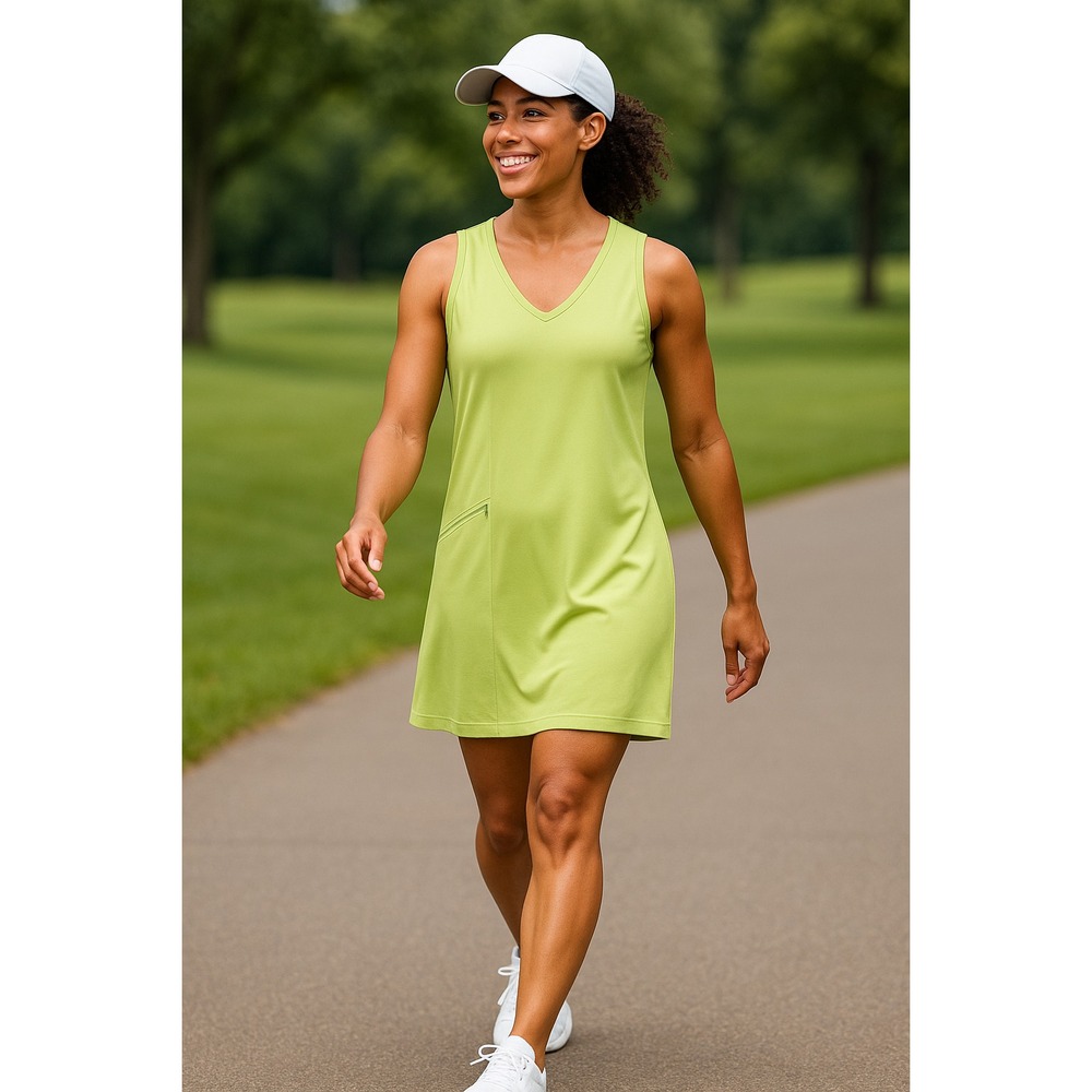Toad & Co Dress Size Medium Yellow Tech Golf Tennis Walking Zip Pocket